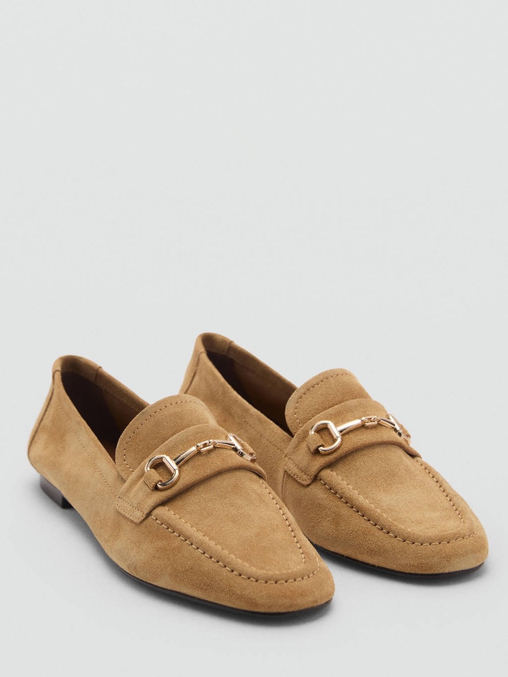 Mango Buckle Leather Moccasins Loafers – Tan / Camel Suede – Women’s NWT New